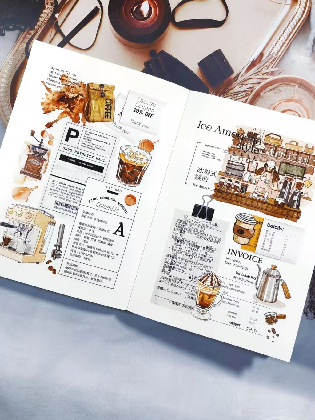 journal Sticker blind bag（Open surprise sticker, tape, paper and more for your diary,journal, collage, Scrapbook)